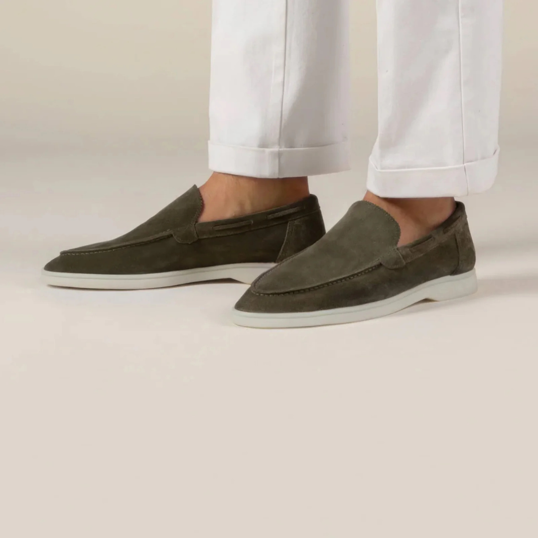 Sage green velar loafers